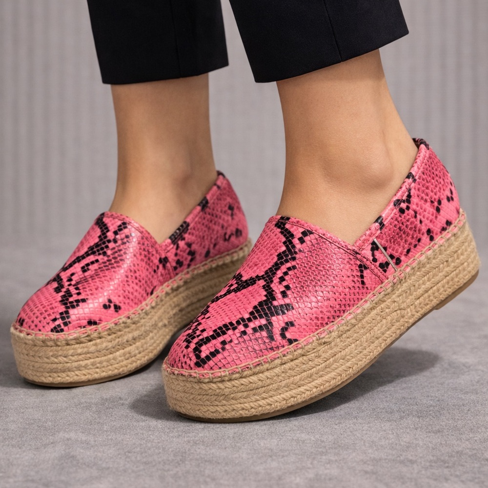 Steve Madden Pink Snake-Print Platform Espadrille Slip-Ons